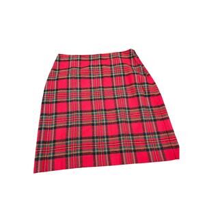Talbots Red Tartan Plaid Holiday Skirt Wool Blend Classic Preppy Size 8